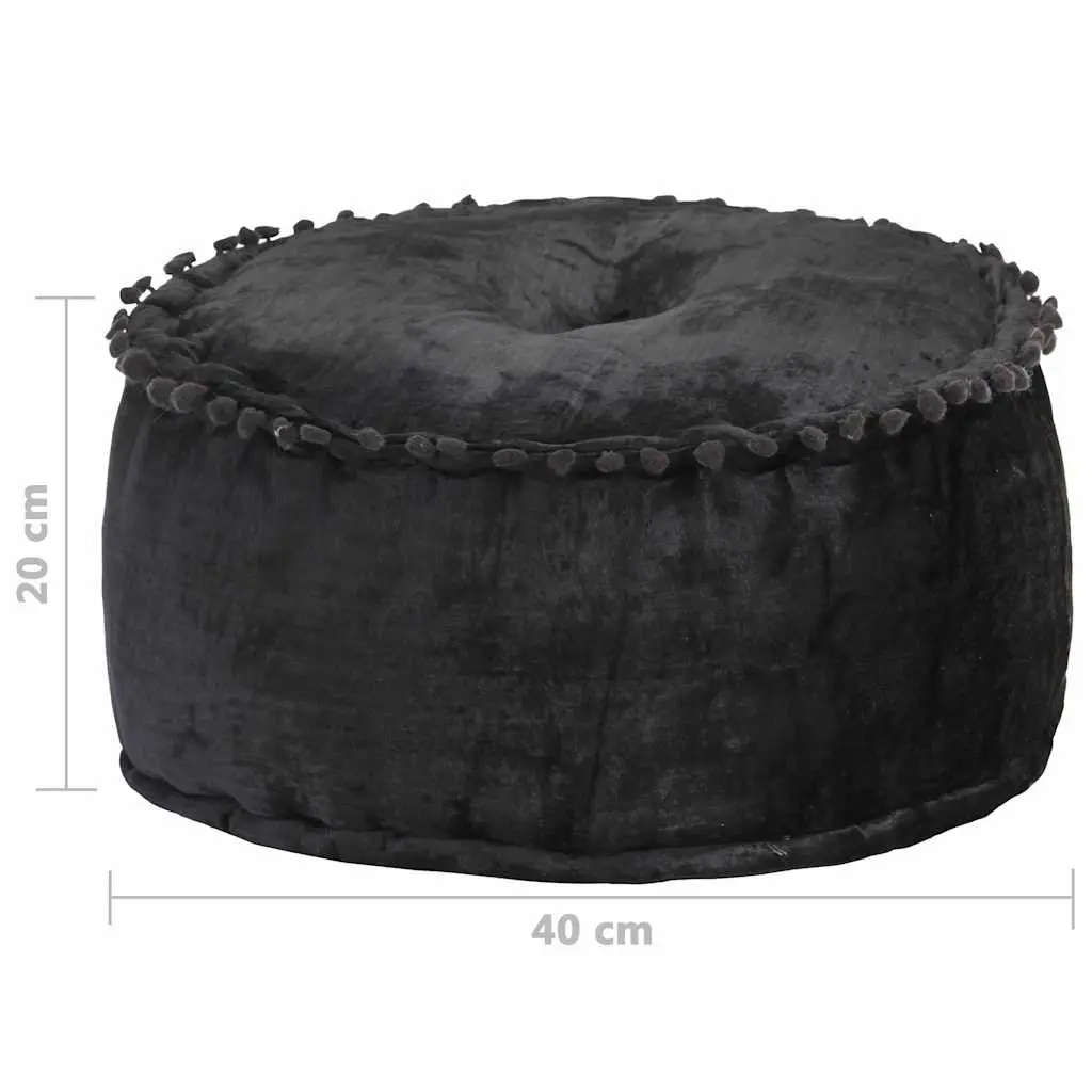 Round Velvet Pouffe Footrest Ottoman for Living Room Bedroom Office 40x20 cm Anthracite