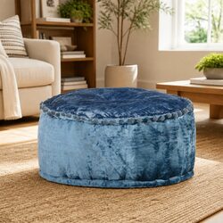 Round Velvet Pouffe Footrest Ottoman Seat Home Living Room Bedroom Decor 40x20cm