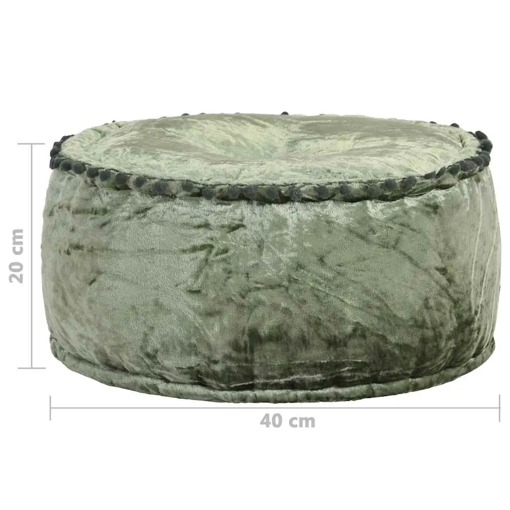 Round Velvet Pouffe Footrest Ottoman Seat Home Decor 40x20cm Green