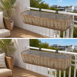 80 cm Brown Wicker Planters Set of 2 with PE Lining