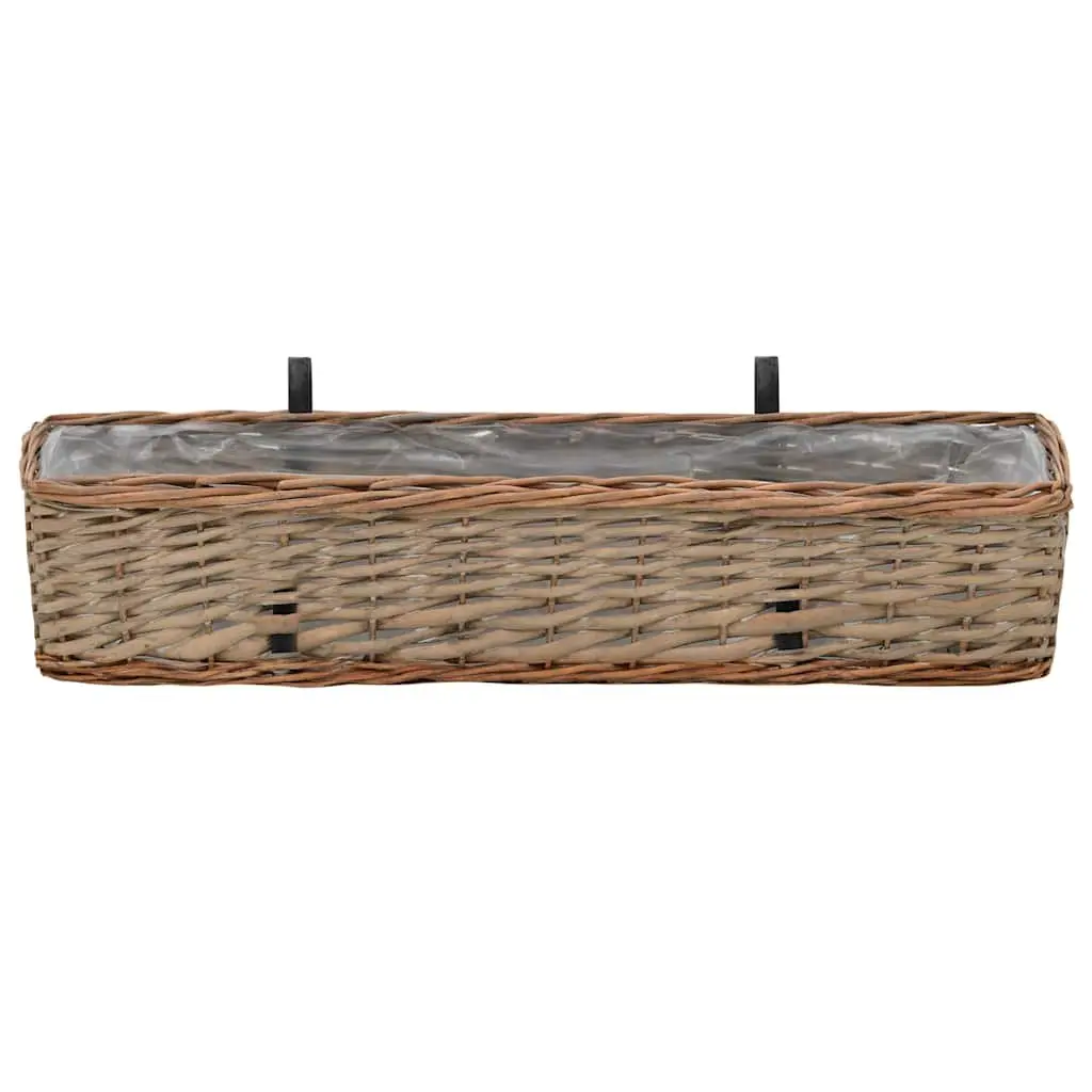 Wicker Balcony Planter Set 2 pcs 80 cm Brown Rattan Garden Pots