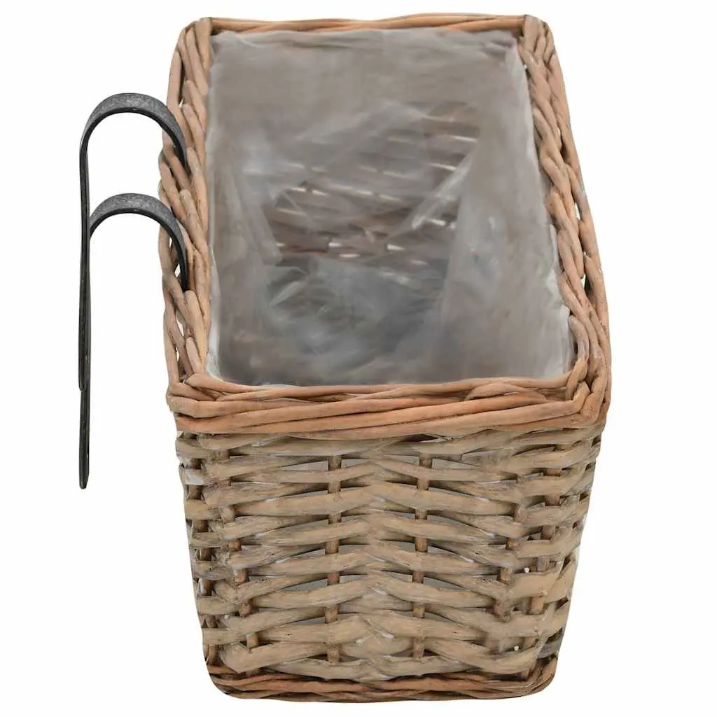 Wicker Balcony Planter Set 2 pcs 80 cm Brown Rattan Garden Pots