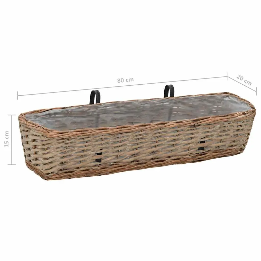 Wicker Balcony Planter Set 2 pcs 80 cm Brown Rattan Garden Pots