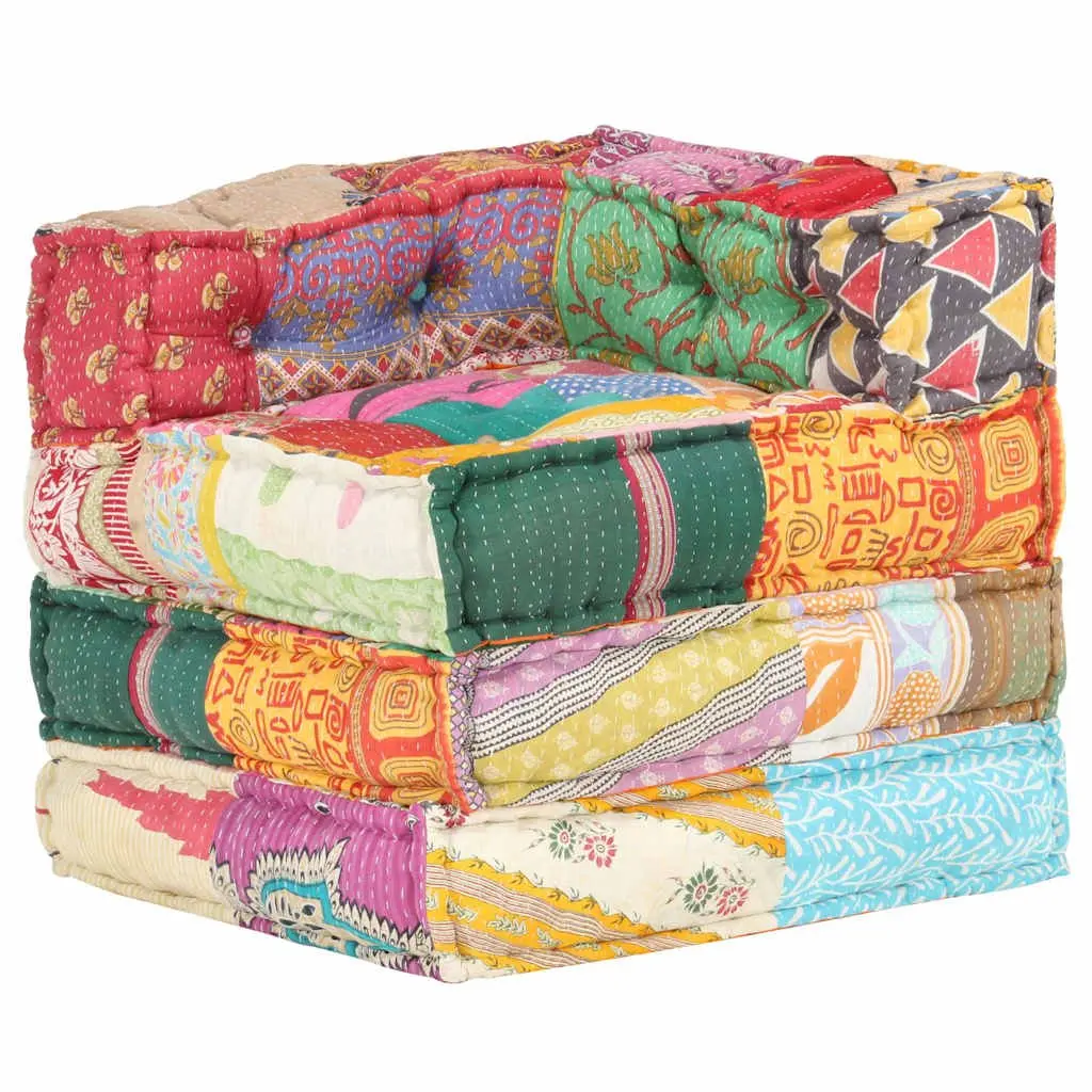 Modular Pouffe Patchwork Fabric Sofa Corner Chair Ottoman Living Room Seating