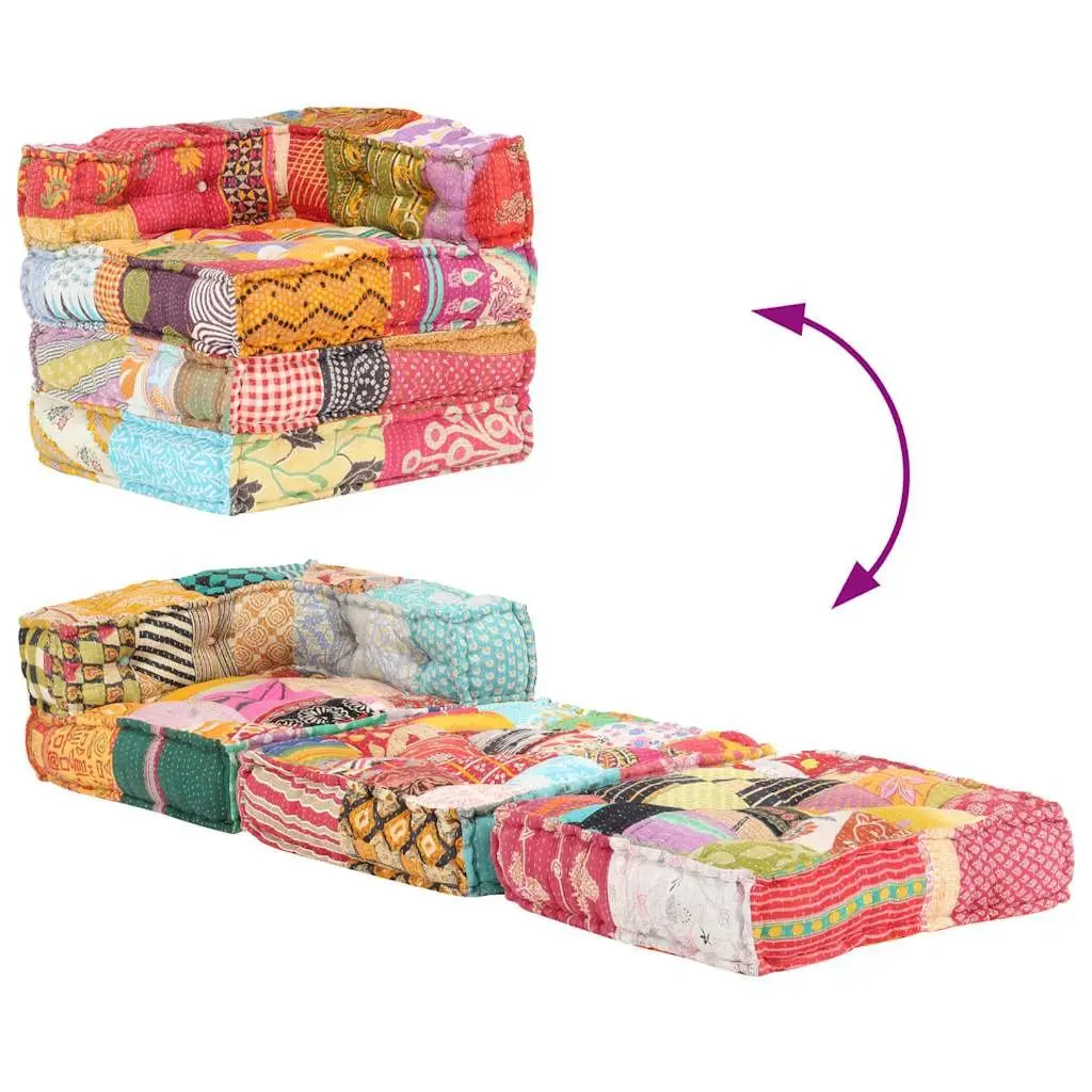 Modular Pouffe Patchwork Fabric Sofa Corner Chair Ottoman Living Room Seating
