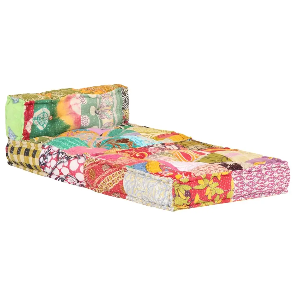 Multicolour Modular Pouffe with Cotton Upholstery