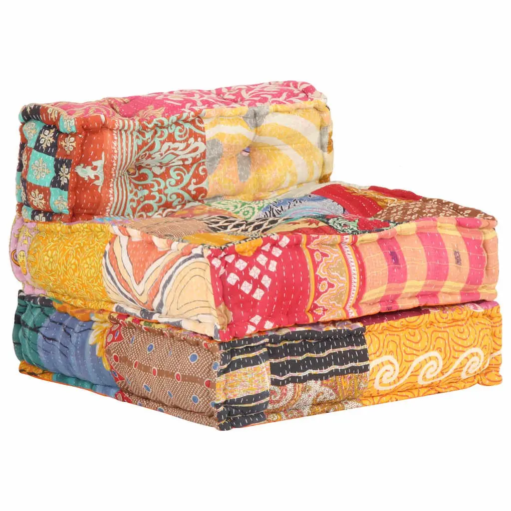 Multicolour Modular Pouffe with Cotton Upholstery