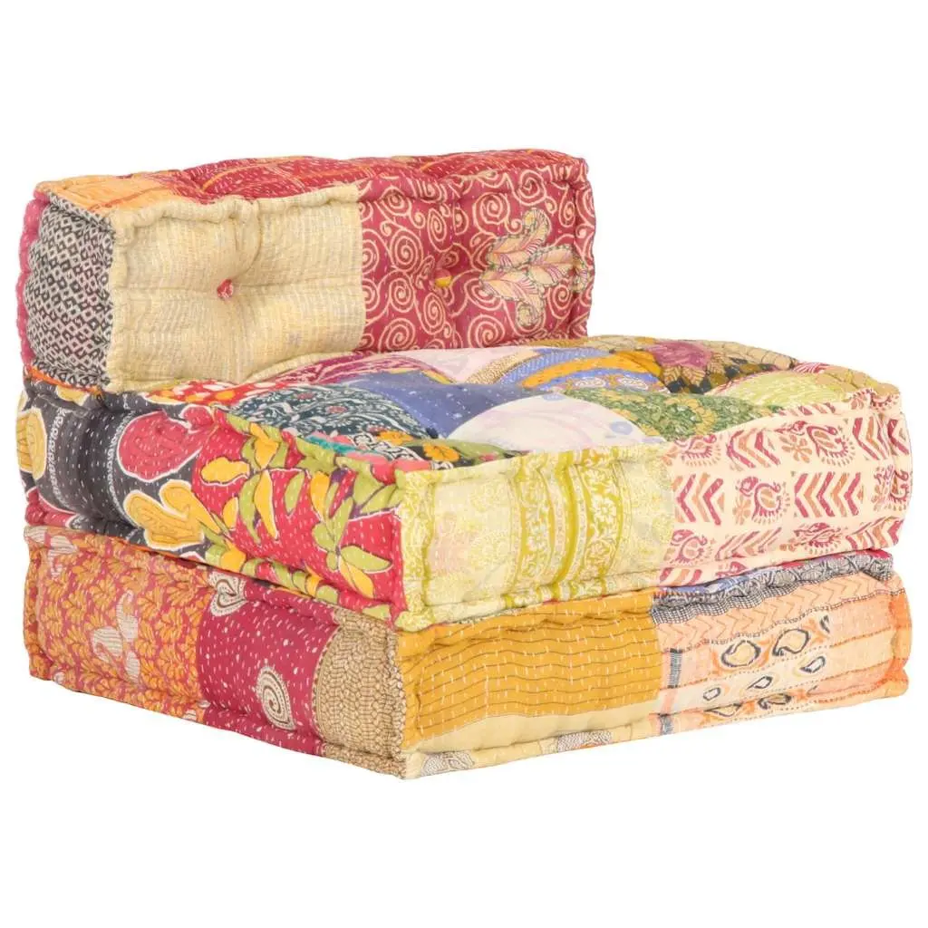 Multicolour Modular Pouffe with Cotton Upholstery