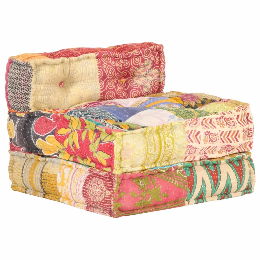 Multicolour Modular Pouffe with Cotton Upholstery