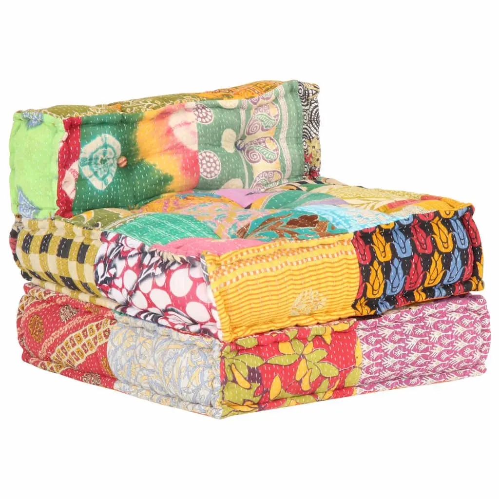Multicolour Modular Pouffe with Cotton Upholstery