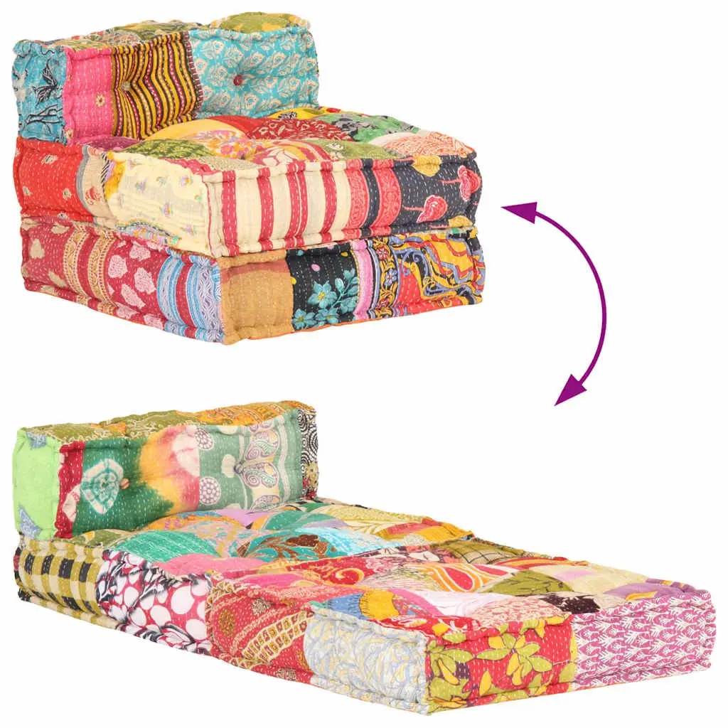 Multicolour Modular Pouffe with Cotton Upholstery