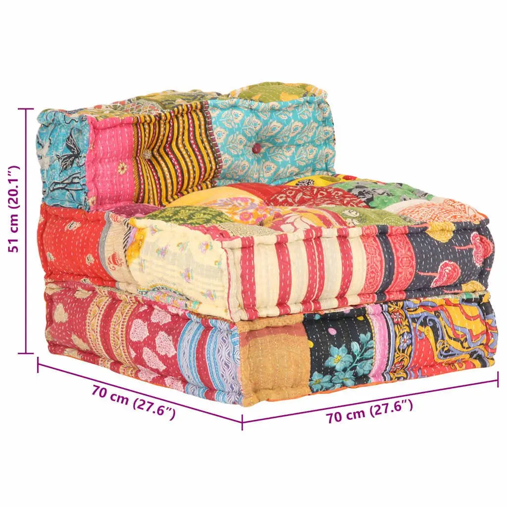 Multicolour Modular Pouffe with Cotton Upholstery