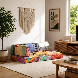 Pallet Sofa Cushion Multicolour Patchwork Cotton Fabric Padding Comfort Home