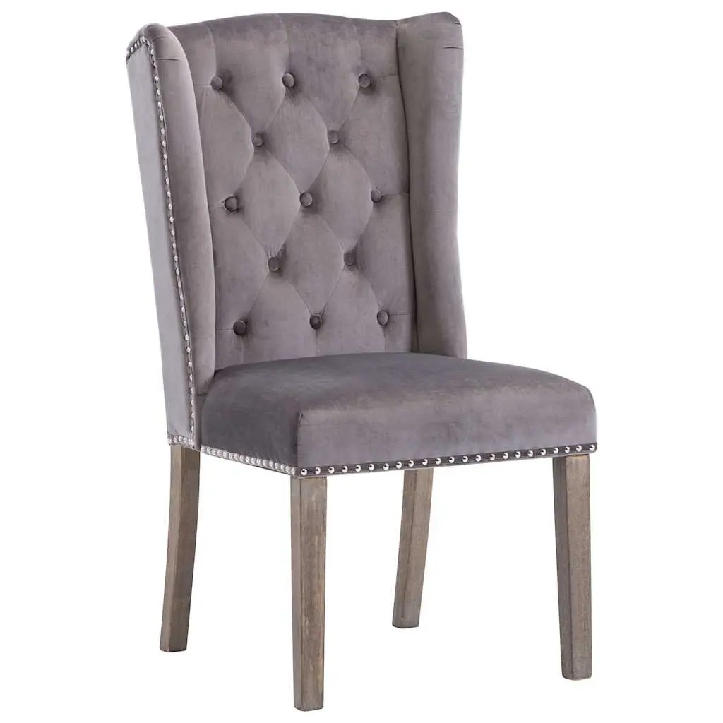 Dining Chair Velvet Upholstered Kitchen Seat Button Backrest Metal Rivets