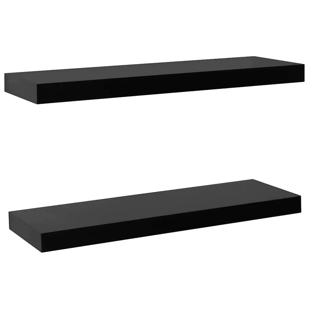 Black Floating Wall Shelves (2-Piece Set)