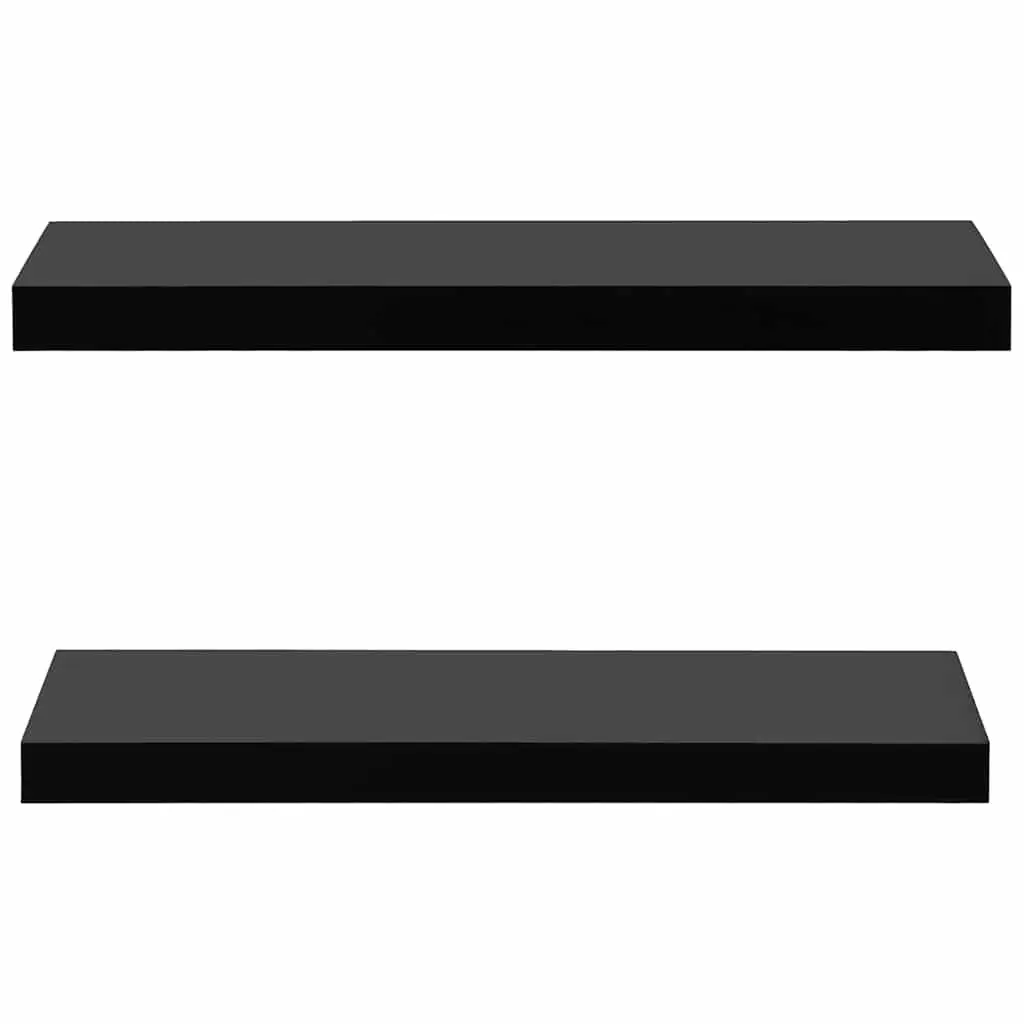 Black Floating Wall Shelves (2-Piece Set)