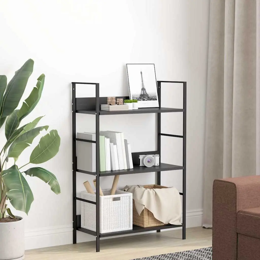 3-Layer Book Shelf Storage Cabinet for Home Black 60x27.6x90.5cm