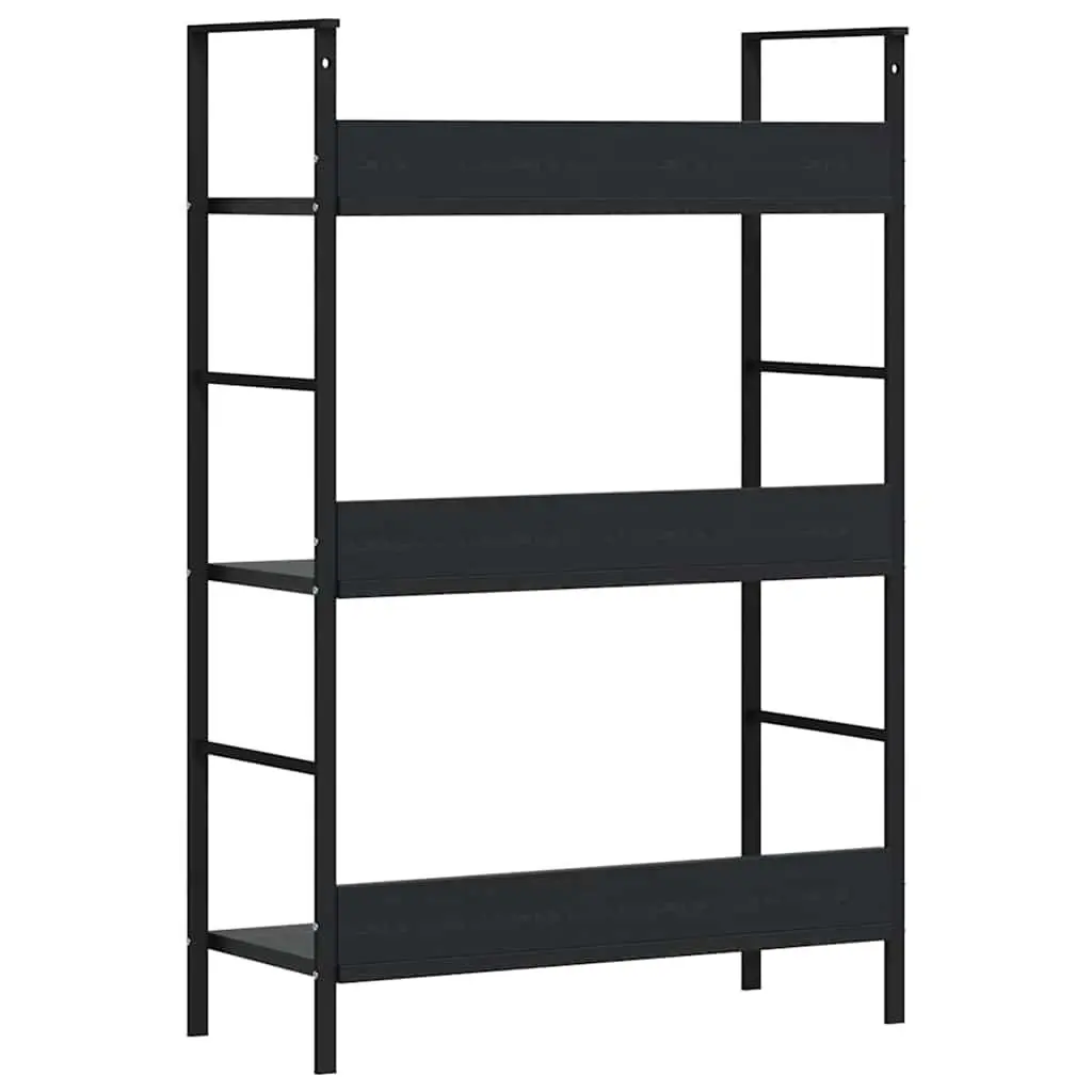 3-Layer Book Shelf Storage Cabinet for Home Black 60x27.6x90.5cm