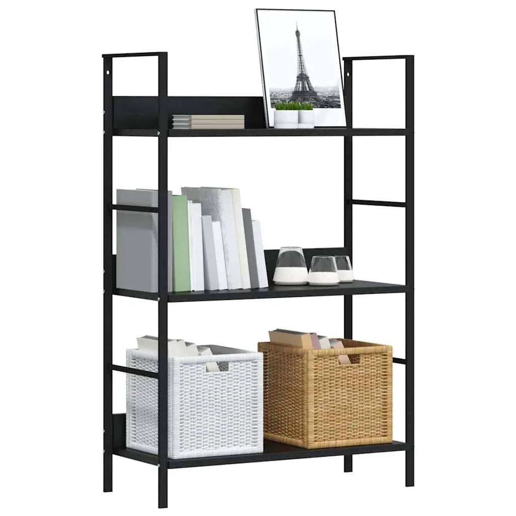 3-Layer Book Shelf Storage Cabinet for Home Black 60x27.6x90.5cm