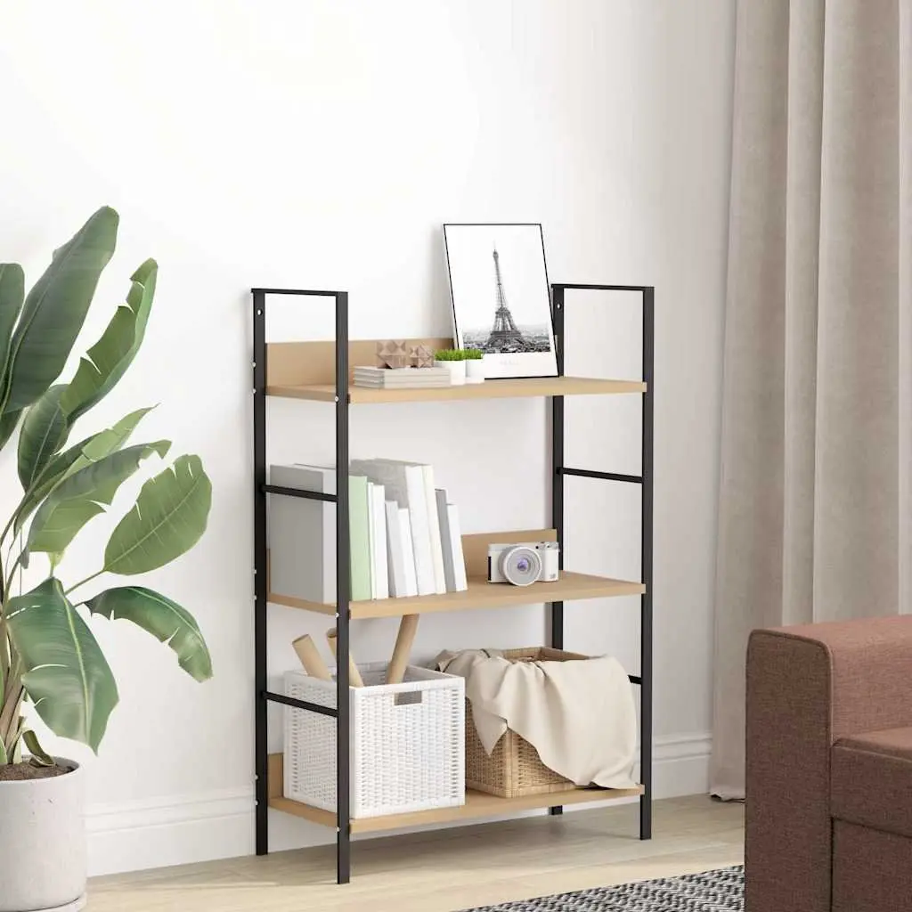 3-Layer Book Shelf Brown Engineered Wood Storage Cabinet Display Rack