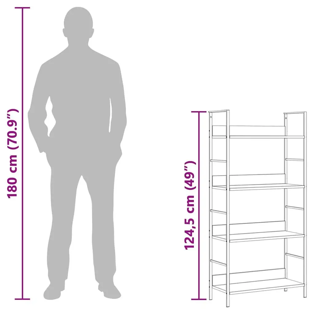 4-Layer Book Shelf Engineered Wood Standing Display Cabinet Storage Rack Brown