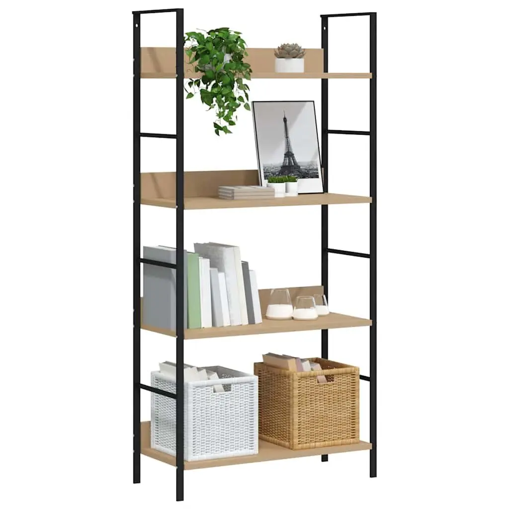 4-Layer Book Shelf Engineered Wood Standing Display Cabinet Storage Rack Brown