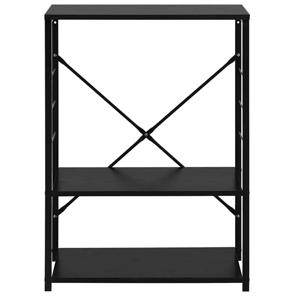 3TierStorageCabinetBlackKitchenOrganiser60x39.6x79.5cmforLivingRoomandOfficewithSideHooks