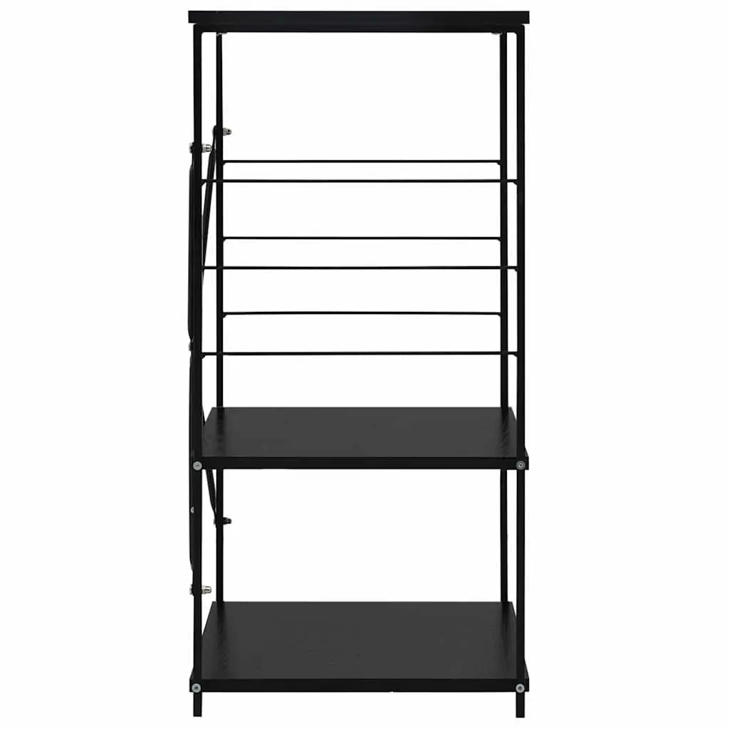 3TierStorageCabinetBlackKitchenOrganiser60x39.6x79.5cmforLivingRoomandOfficewithSideHooks