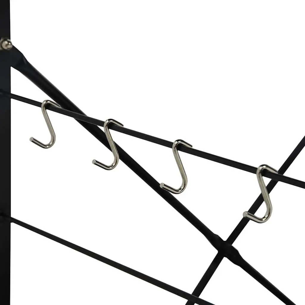 3TierStorageCabinetBlackKitchenOrganiser60x39.6x79.5cmforLivingRoomandOfficewithSideHooks