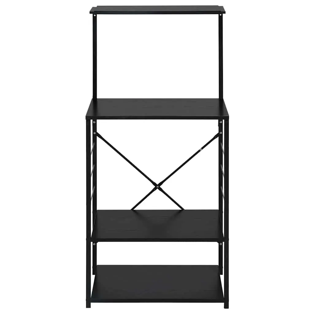 4-Tier Microwave Kitchen Storage Cabinet Shelf Organiser Black Engineered Wood