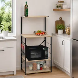 Microwave Cabinet Specifications: 60x39.6x123cm, Black Oak