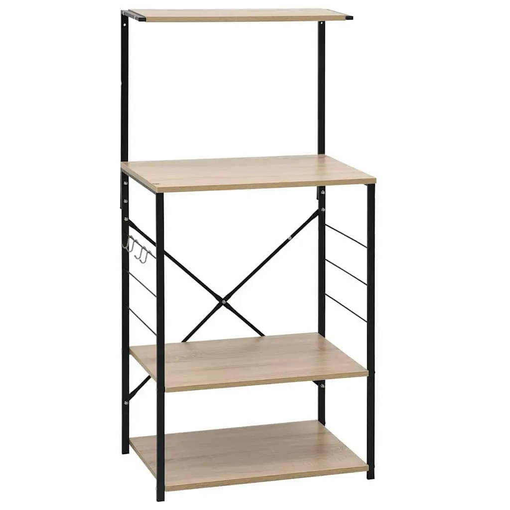 Microwave Cabinet Kitchen Shelf Storage Organizer 4-Tier Black Oak 60x39.6x123cm