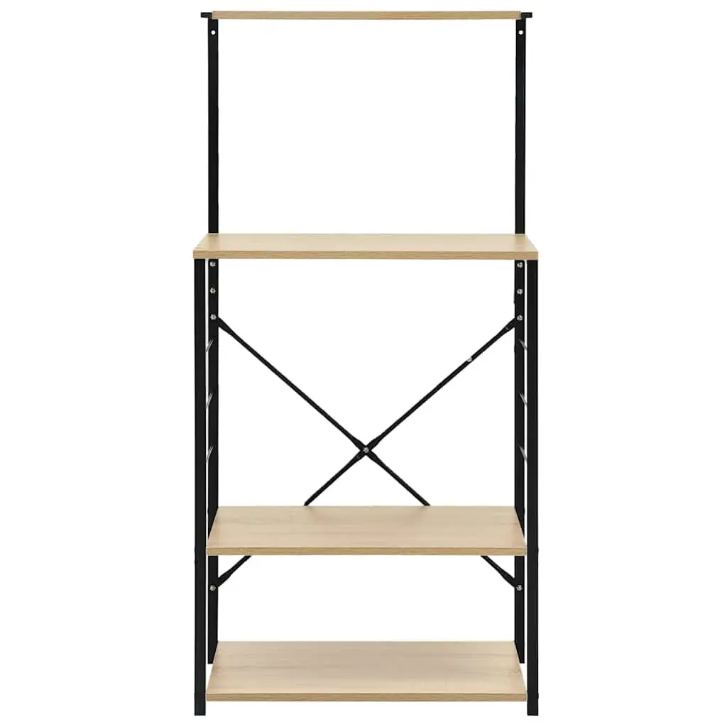 Microwave Cabinet Kitchen Shelf Storage Organizer 4-Tier Black Oak 60x39.6x123cm