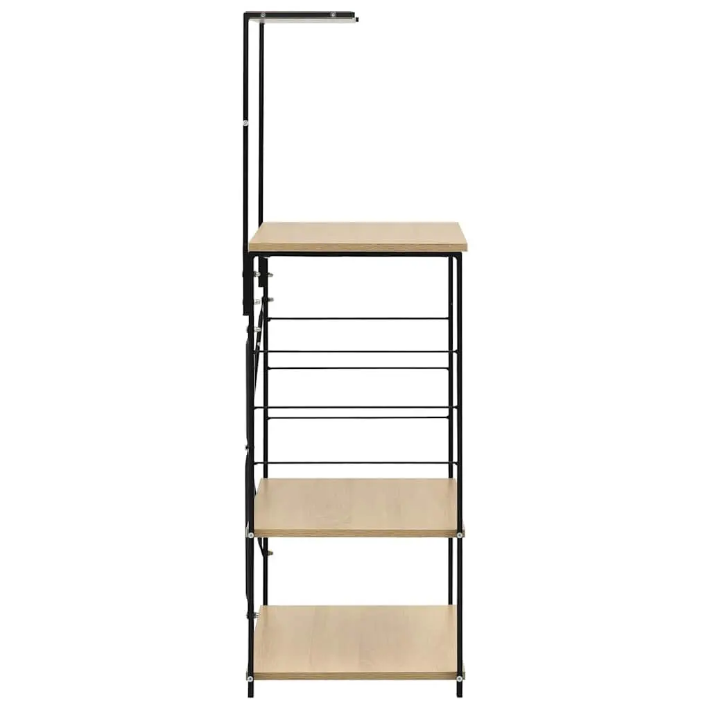 Microwave Cabinet Kitchen Shelf Storage Organizer 4-Tier Black Oak 60x39.6x123cm