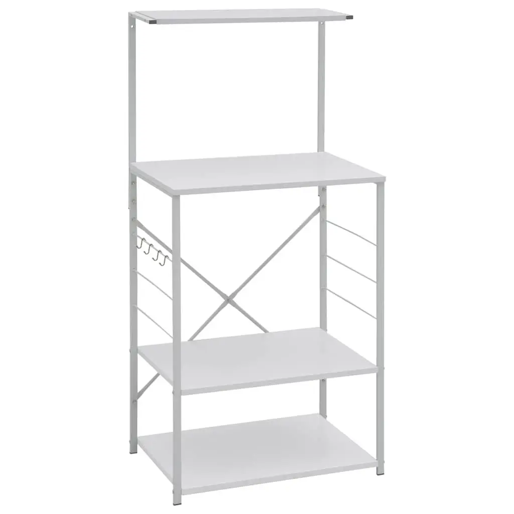 Microwave Cabinet Kitchen Shelf White 4-Tier Storage Organiser Engineered Wood
