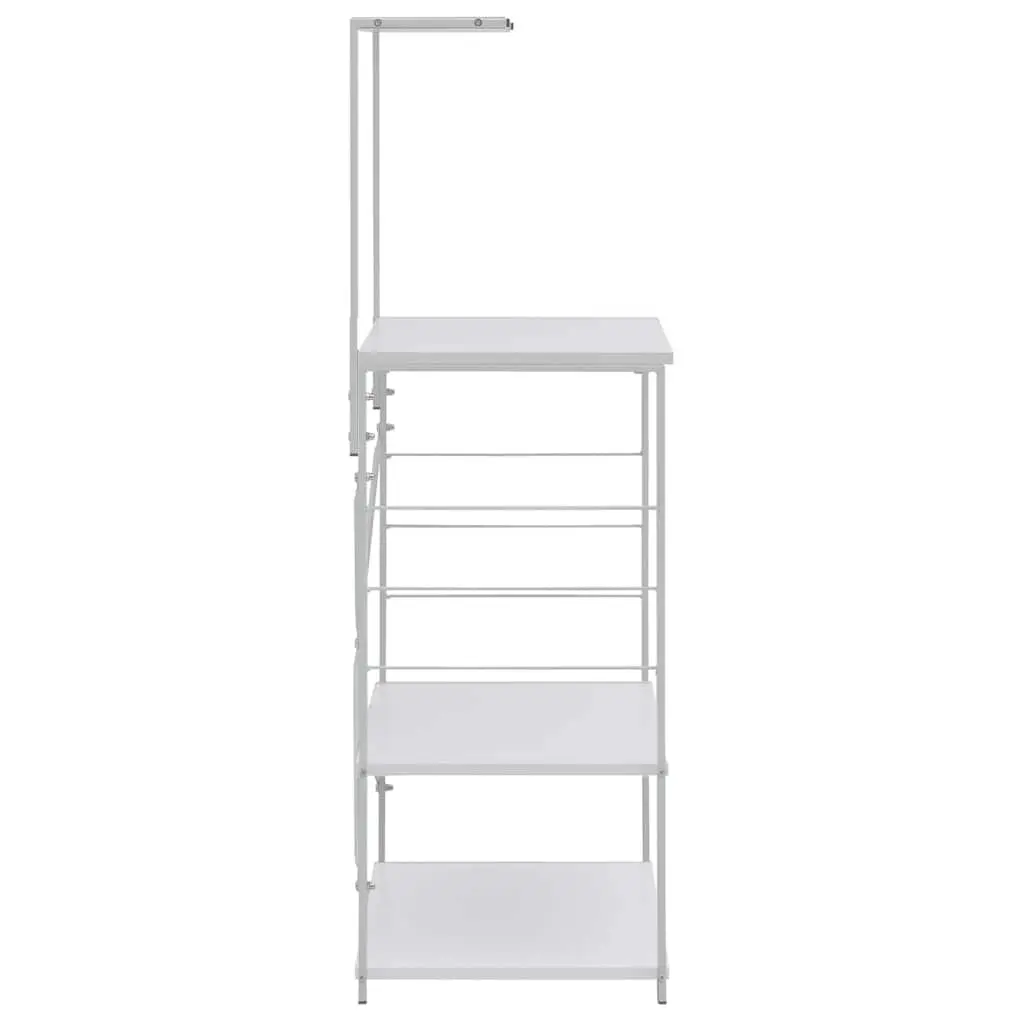 Microwave Cabinet Kitchen Shelf White 4-Tier Storage Organiser Engineered Wood