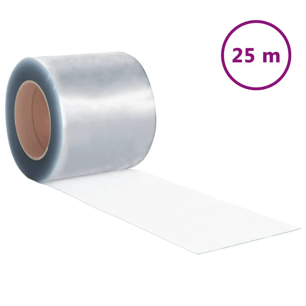 PVC Strip Curtain Roll 200mm, 25m Long, Transparent