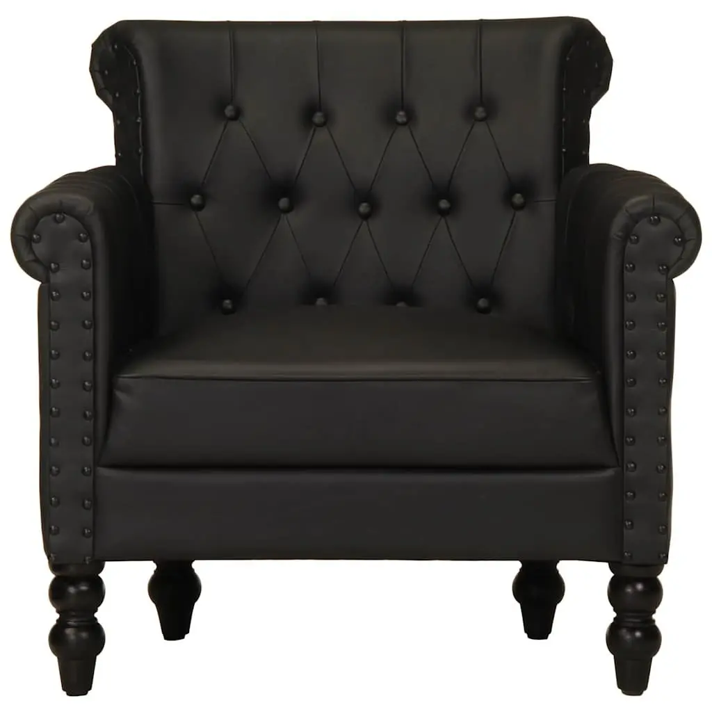 Armchair Black Real Goat Leather Living Room