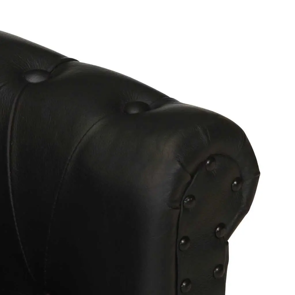 Armchair Black Real Goat Leather Living Room