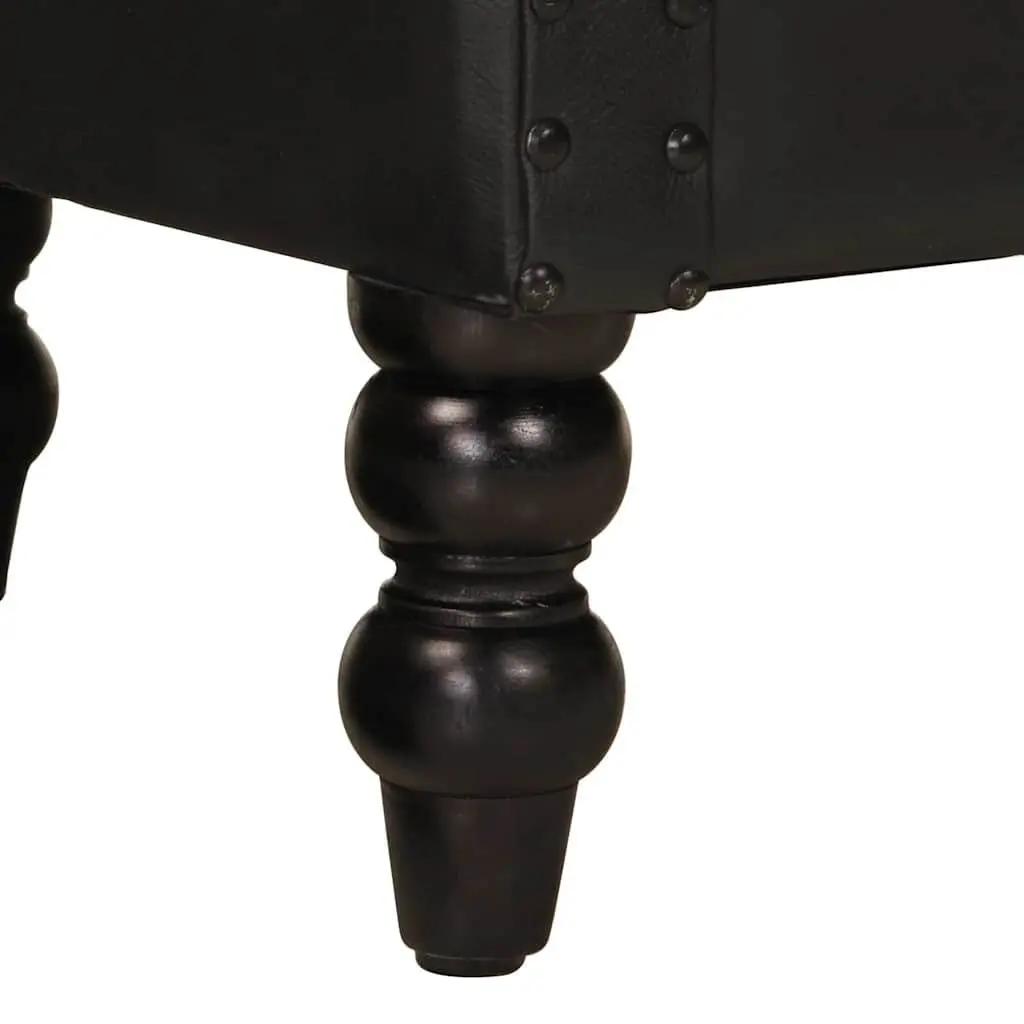 Armchair Black Real Goat Leather Living Room
