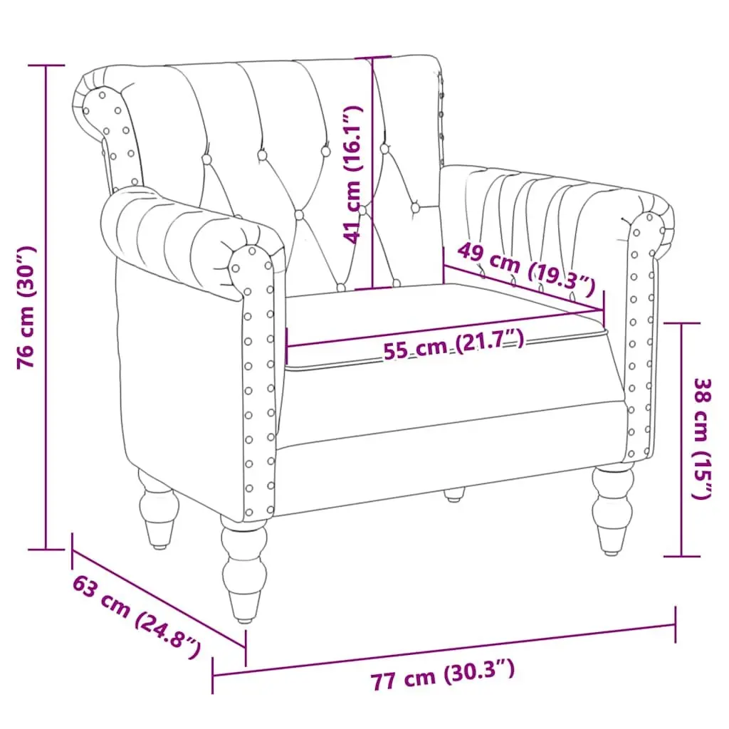 Armchair Black Real Goat Leather Living Room