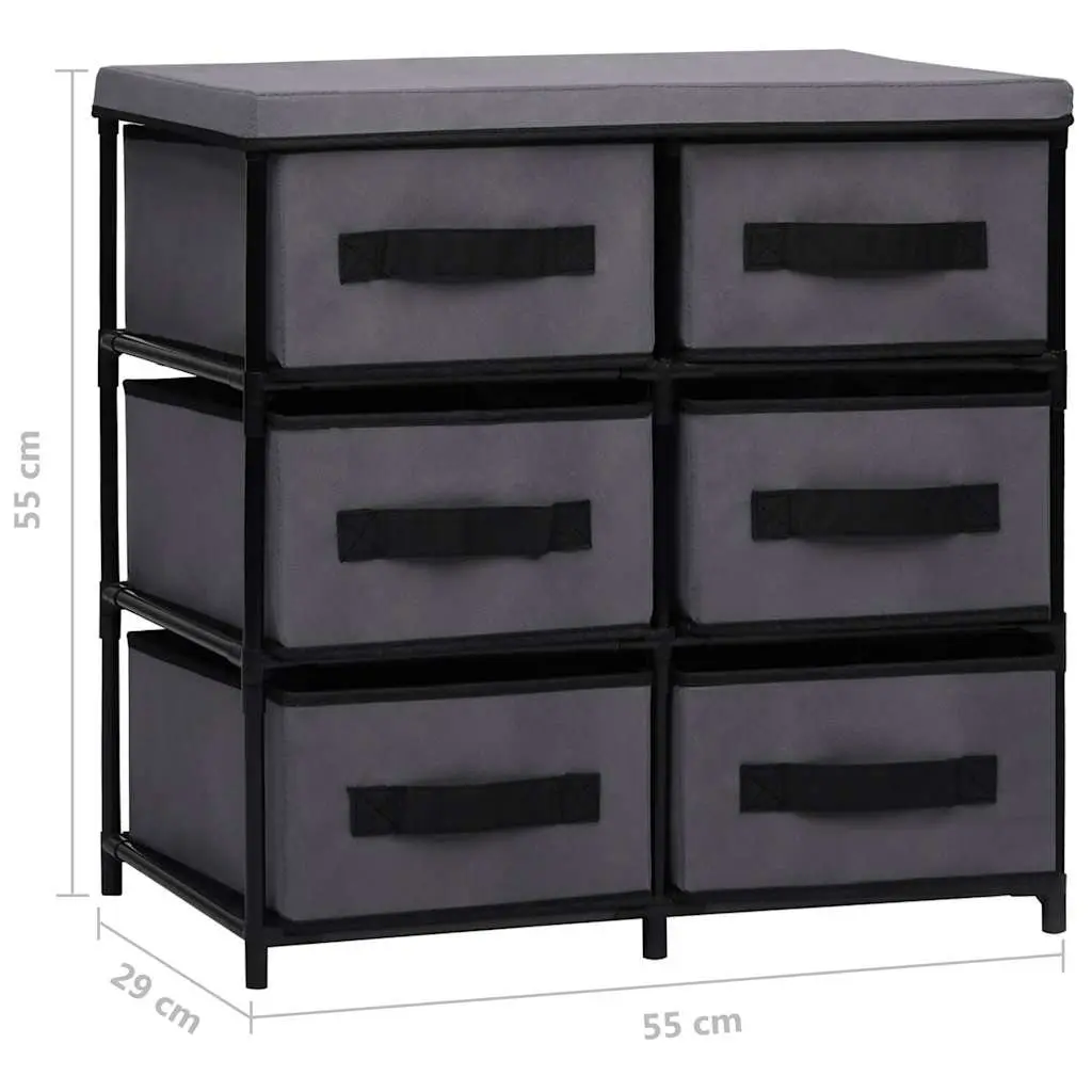 Storage Cabinet with 6 Drawers Grey Chest Organiser Bedroom Living Room