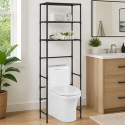 3-Tier Over Toilet Shelf - Black Stainless Steel Design