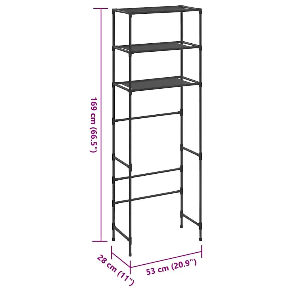 Over Toilet Storage Rack 3-Tier Bathroom Organiser Shelf Unit Black
