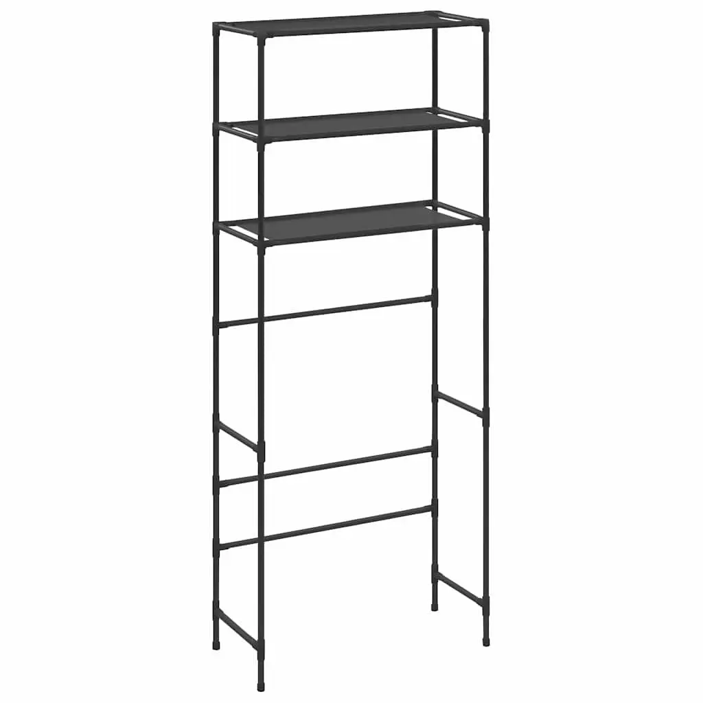 3-Tier Storage Rack Over Laundry Machine Bathroom Shelving Black 69 x 28 x 169 cm