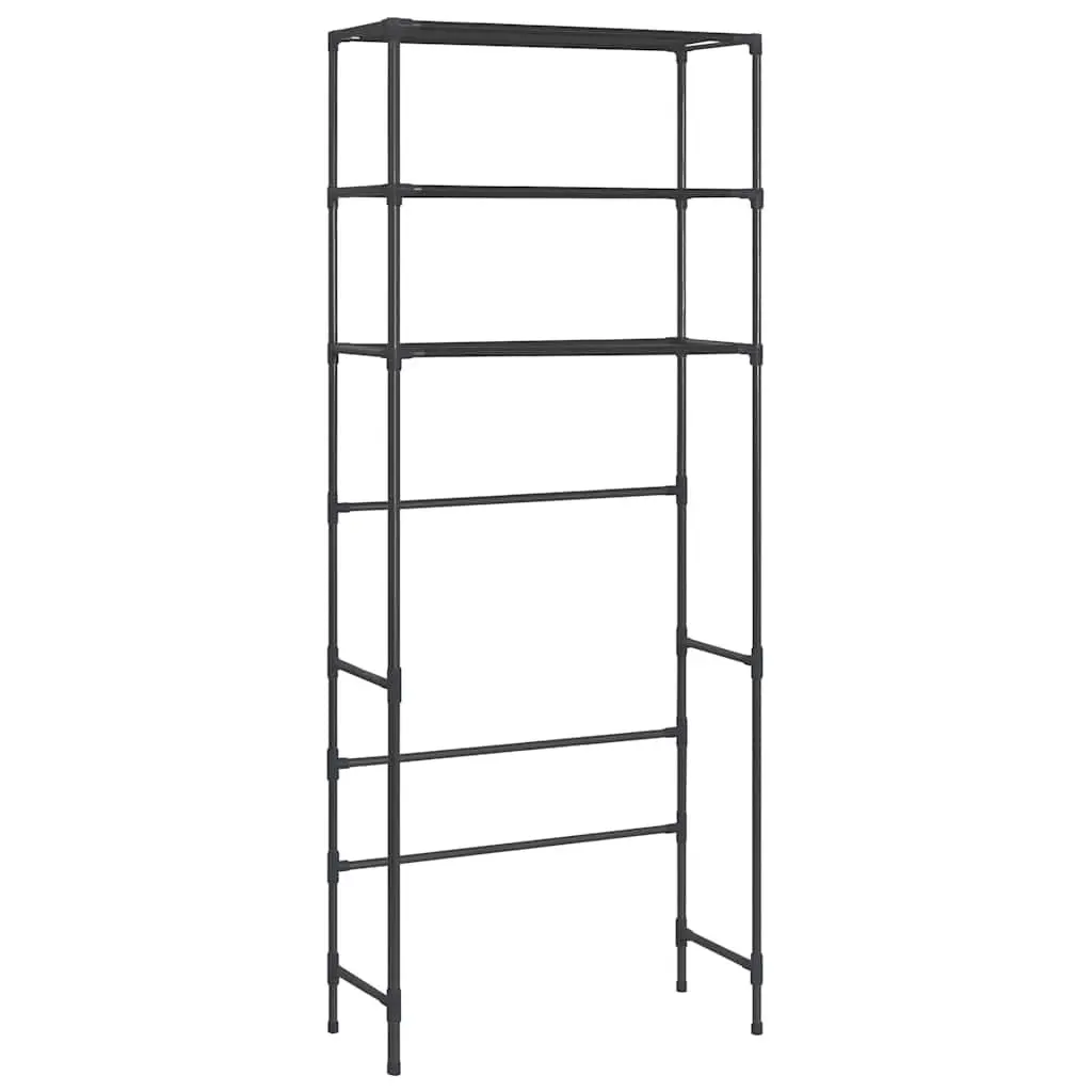 3-Tier Storage Rack Over Laundry Machine Bathroom Shelving Black 69 x 28 x 169 cm