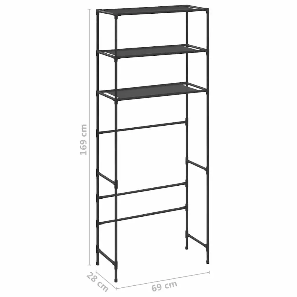 3-Tier Storage Rack Over Laundry Machine Bathroom Shelving Black 69 x 28 x 169 cm