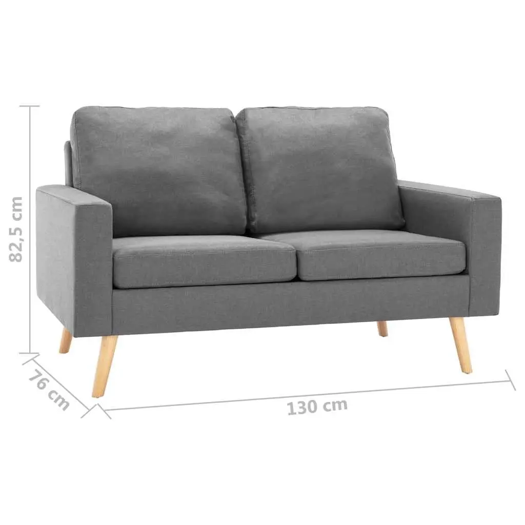 2-Seater Sofa Grey Fabric Upholstered Lounge Couch 2 Person