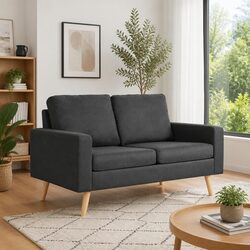 2-Seater Sofa Specifications: Grey Fabric Upholstery