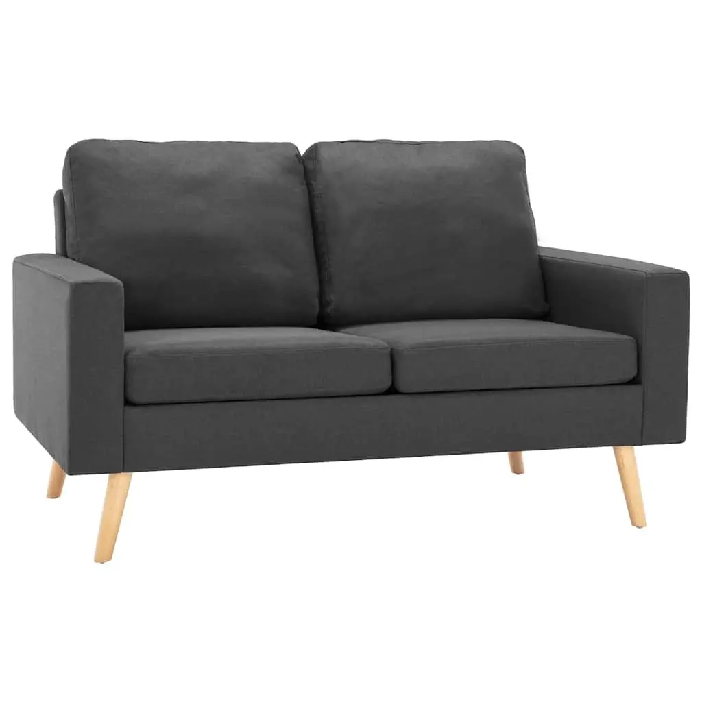 2-Seater Sofa Grey Fabric Upholstered Lounge Couch Padded Cushions Living Room